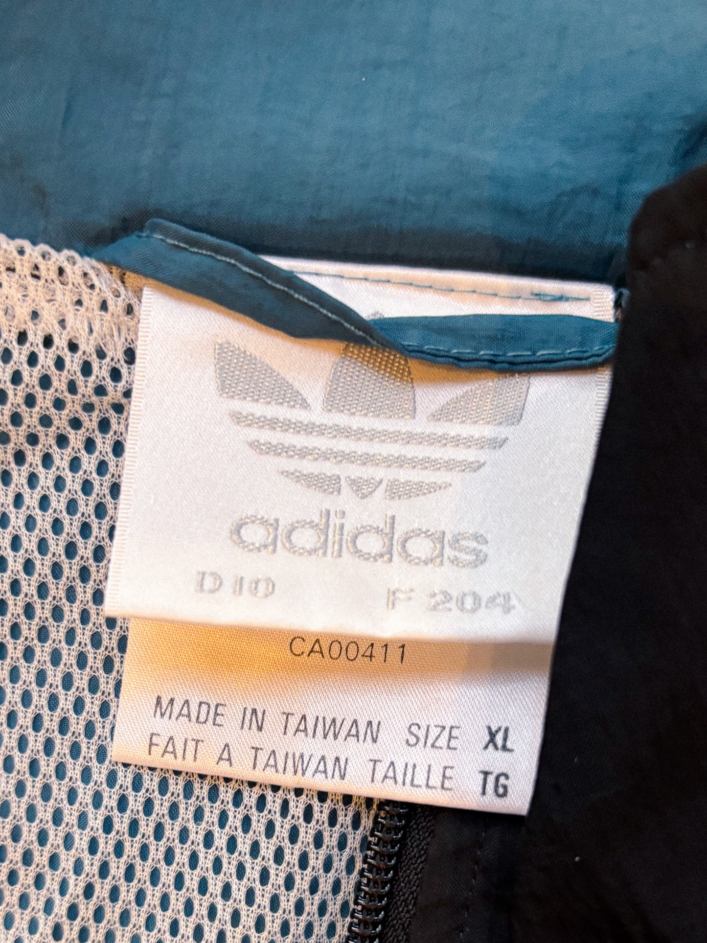 Adidas vintage track jacket diagonal stripes black teal white size XL 90s