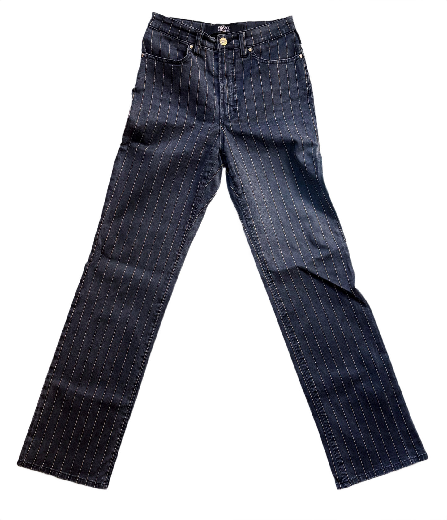 Versace Jeans Couture – Grey Pinstripe Straight Jeans