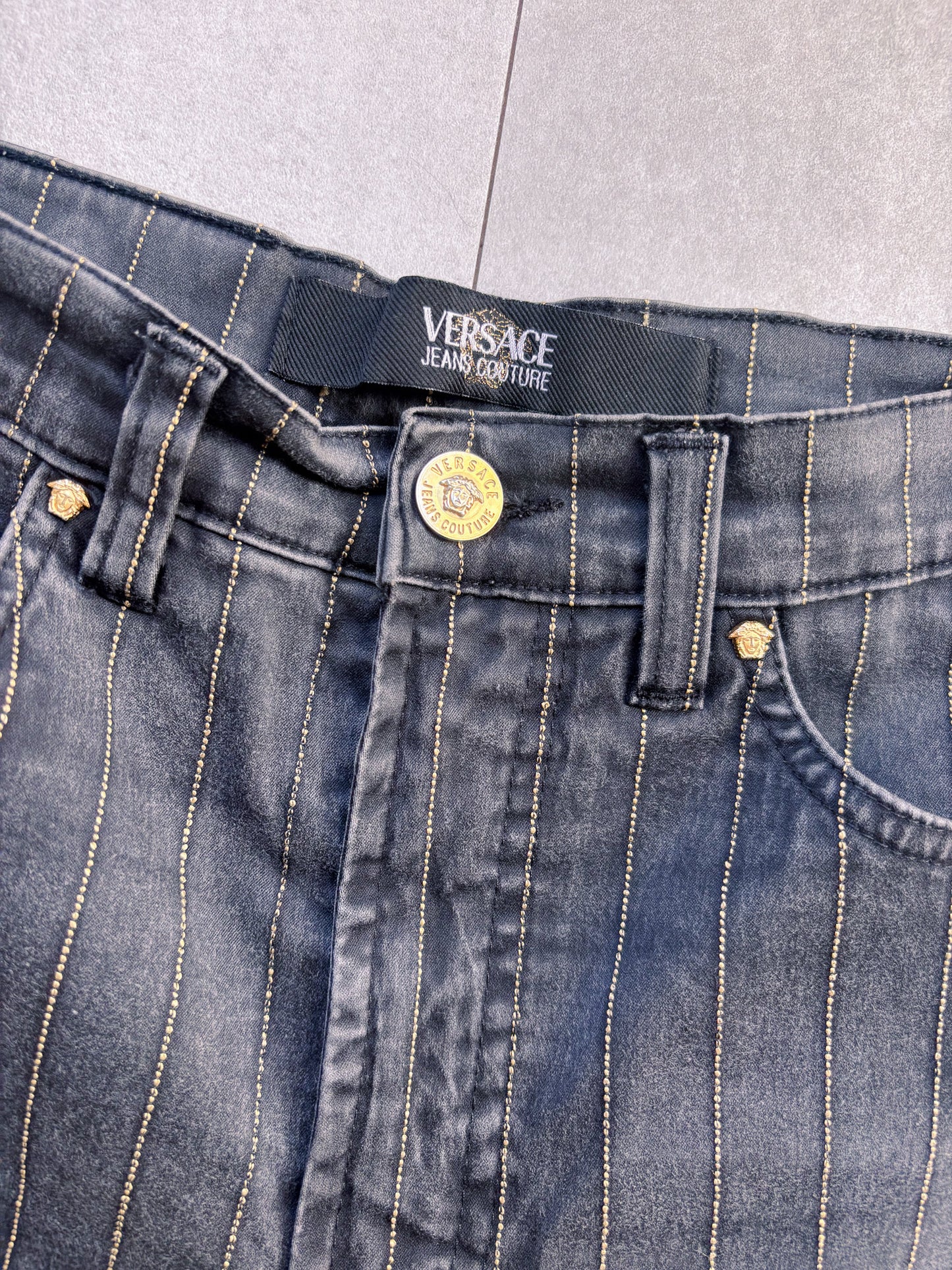 Versace Jeans Couture – Grey Pinstripe Straight Jeans