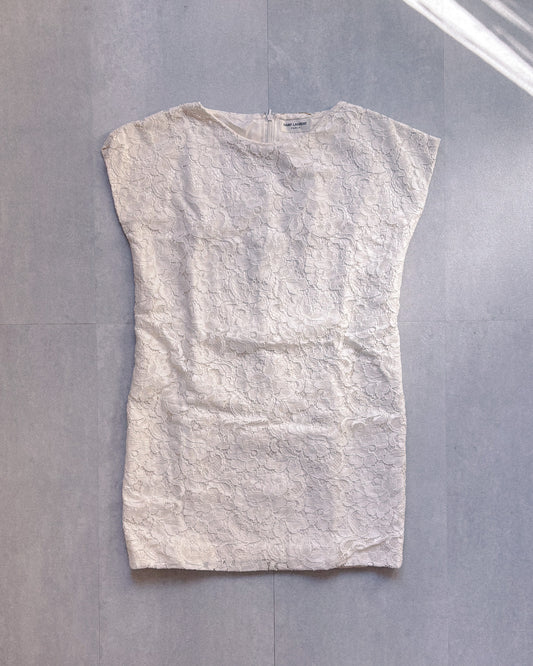 Saint Laurent – White Silk Lace Mini Dress