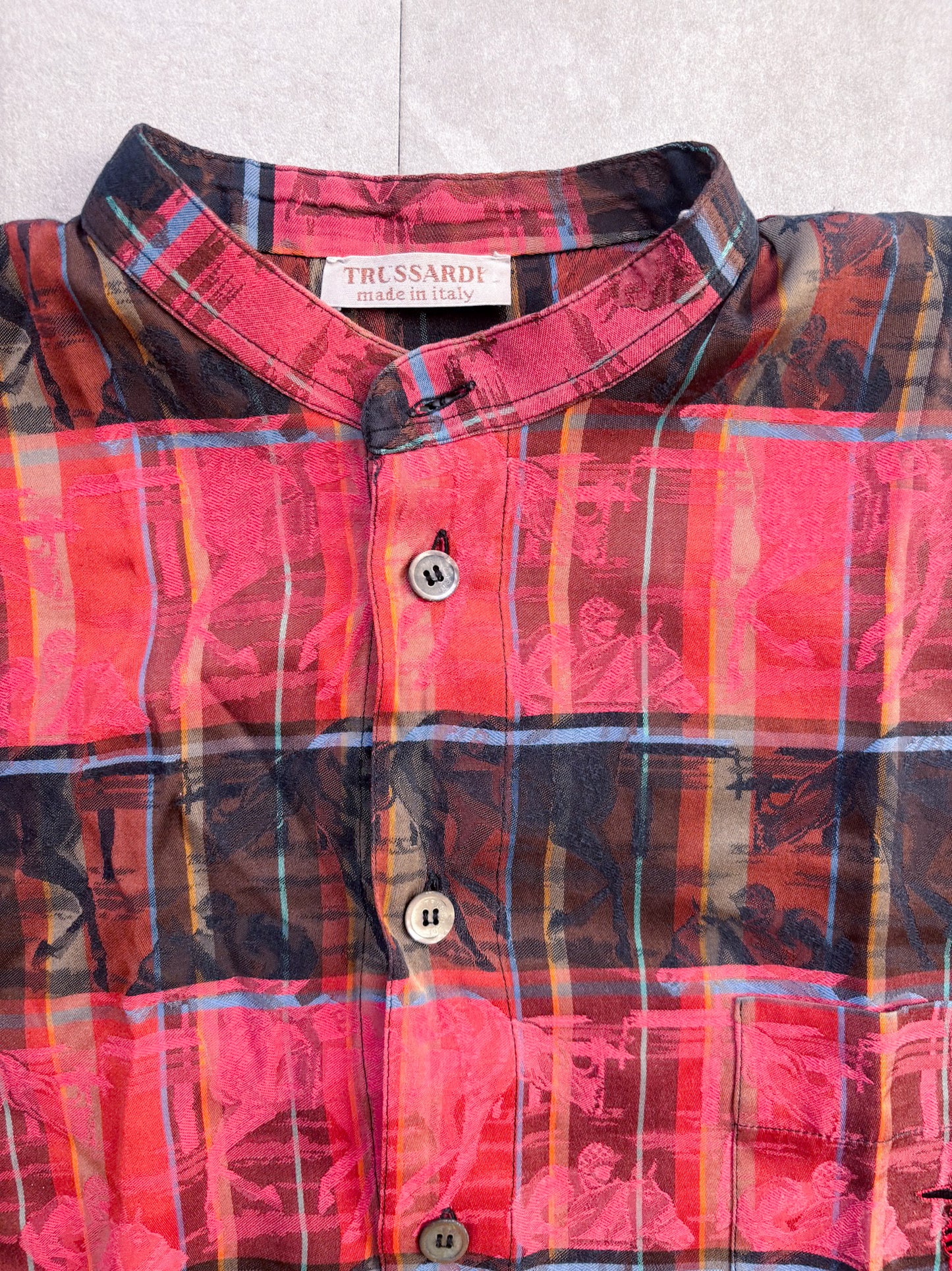 Trussardi – Red Plaid Cotton Mid-length Shirt Dress