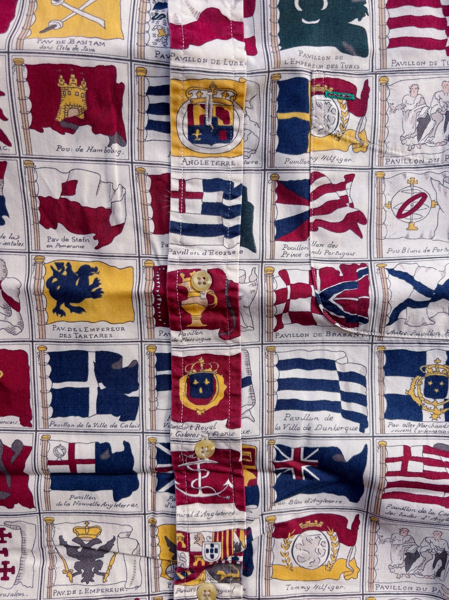 Tommy Hilfiger vintage nautical flags AOP button-down shirt multicolor cotton size M, 90s