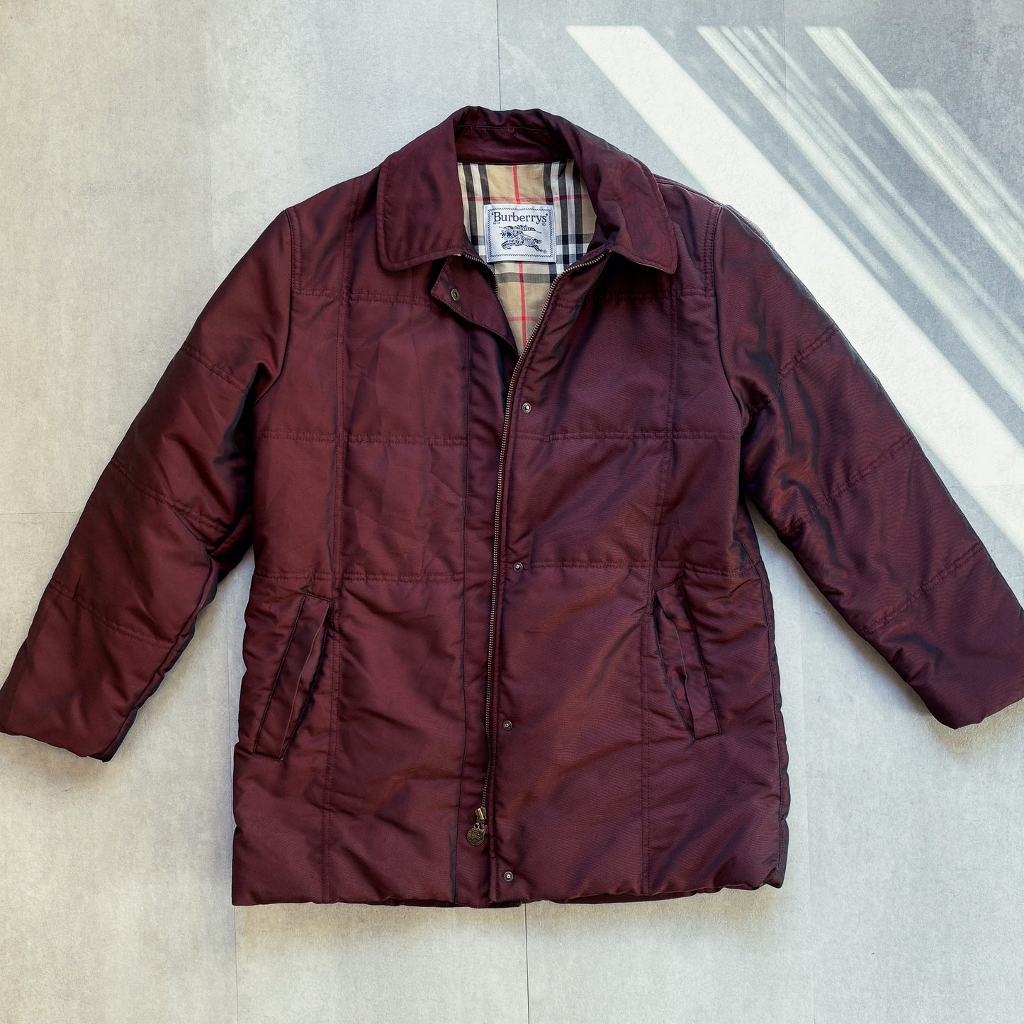 Burberry – Burgundy Synthetic Puffer Coat