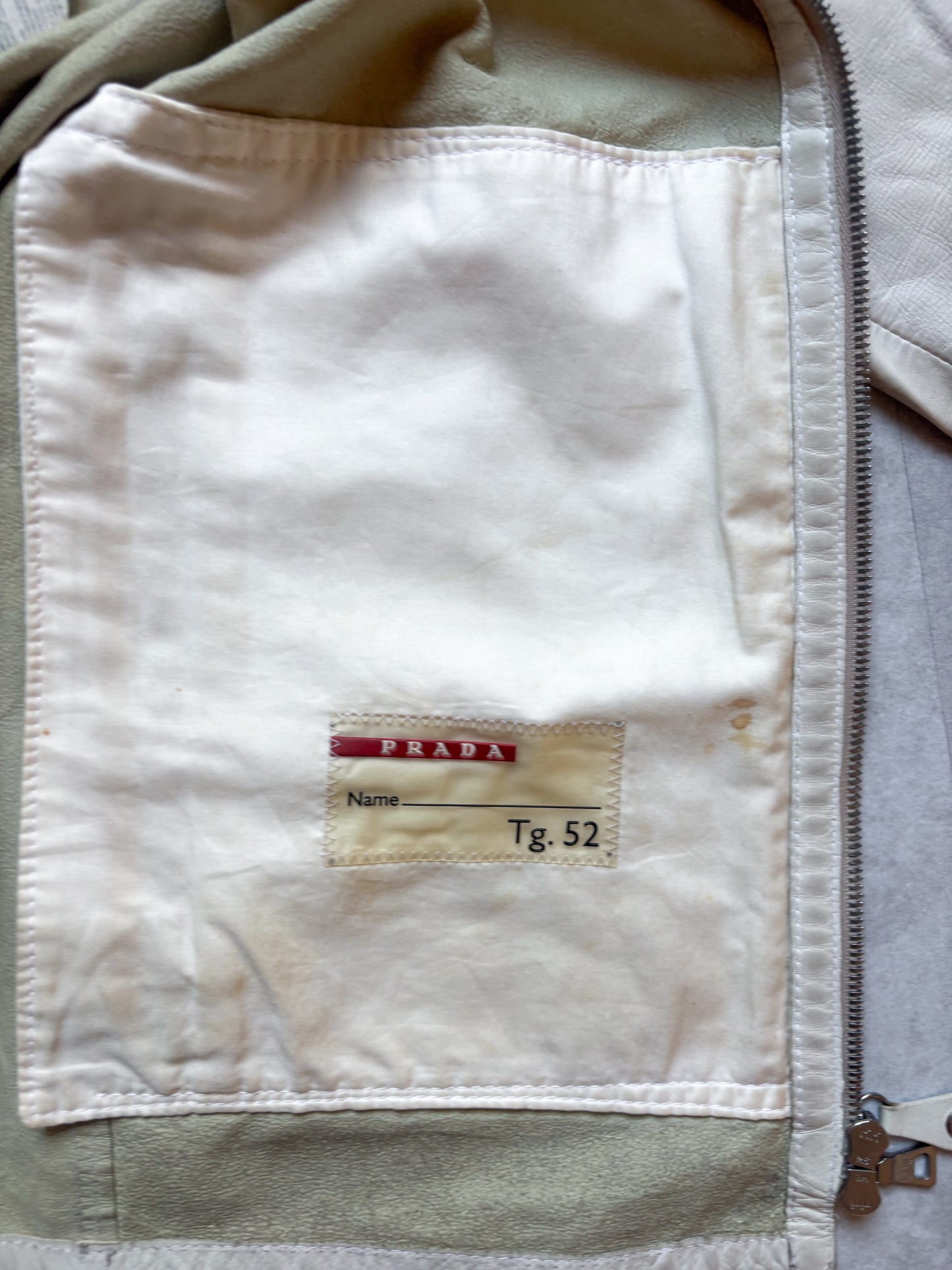 Prada – White Leather Moto Jacket (Red Line)