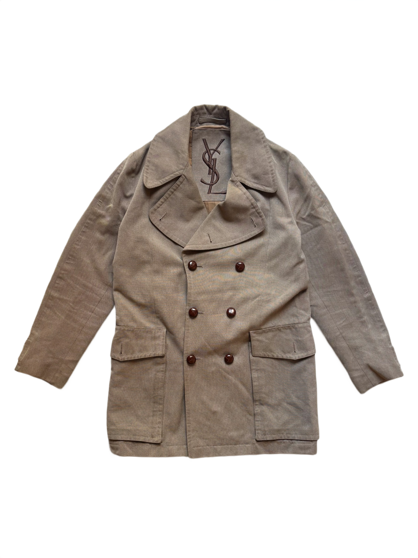 Yves Saint Laurent – Taupe/Khaki Cotton Caban