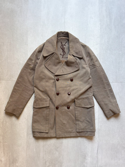 Yves Saint Laurent – Taupe/Khaki Cotton Caban