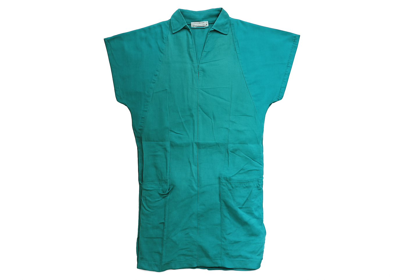 Turquoise garment with background removed on clean white background
