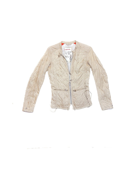 Prada Beige Leather Moto Jacket