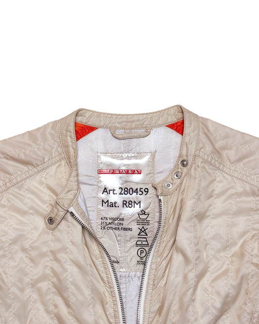 Prada Beige Leather Moto Jacket