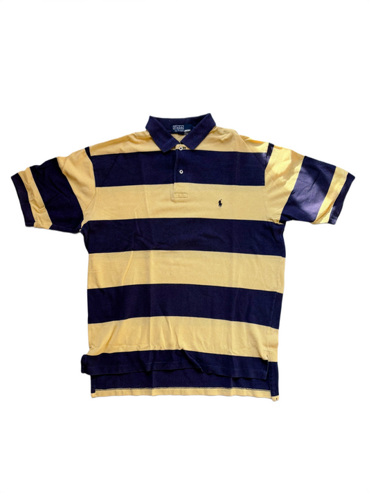 Polo Ralph Lauren vintage rugby striped polo shirt navy/yellow size L pony logo