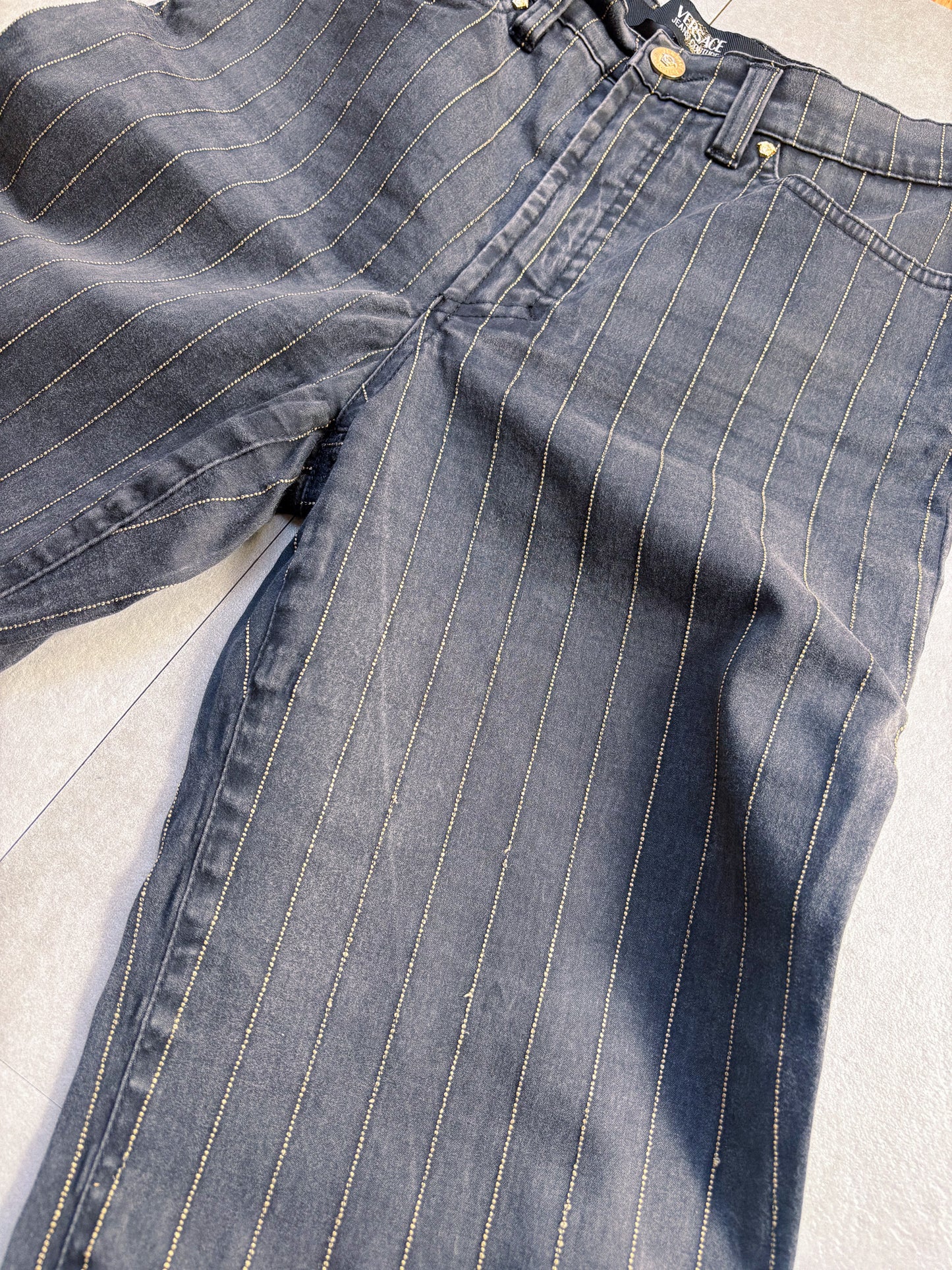 Versace Jeans Couture – Grey Pinstripe Straight Jeans