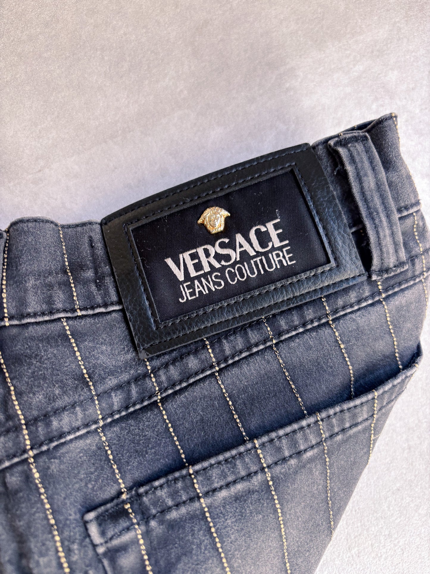 Versace Jeans Couture – Grey Pinstripe Straight Jeans