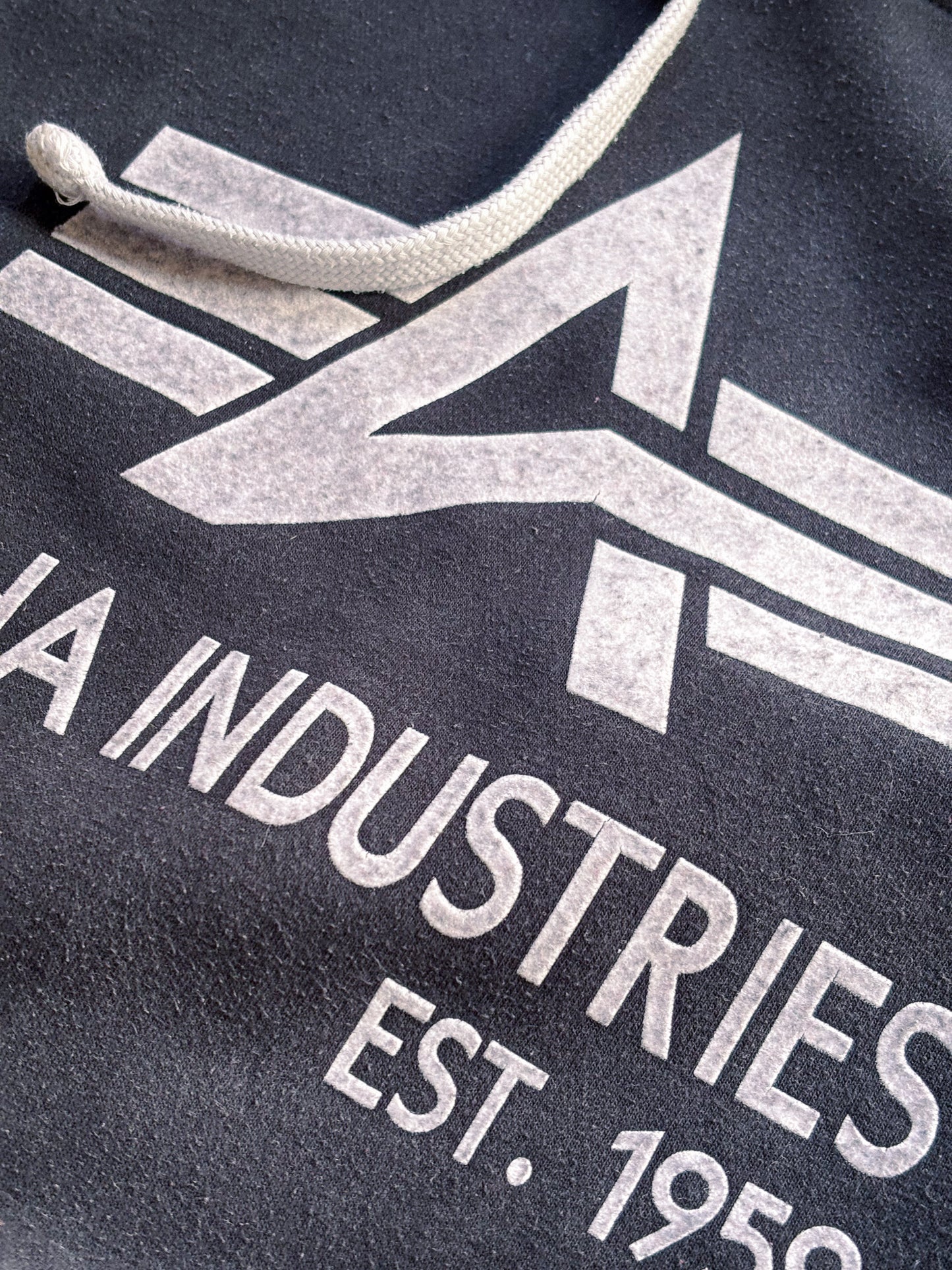 Alpha Industries logo hoodie black pullover kangaroo pocket size 3XL