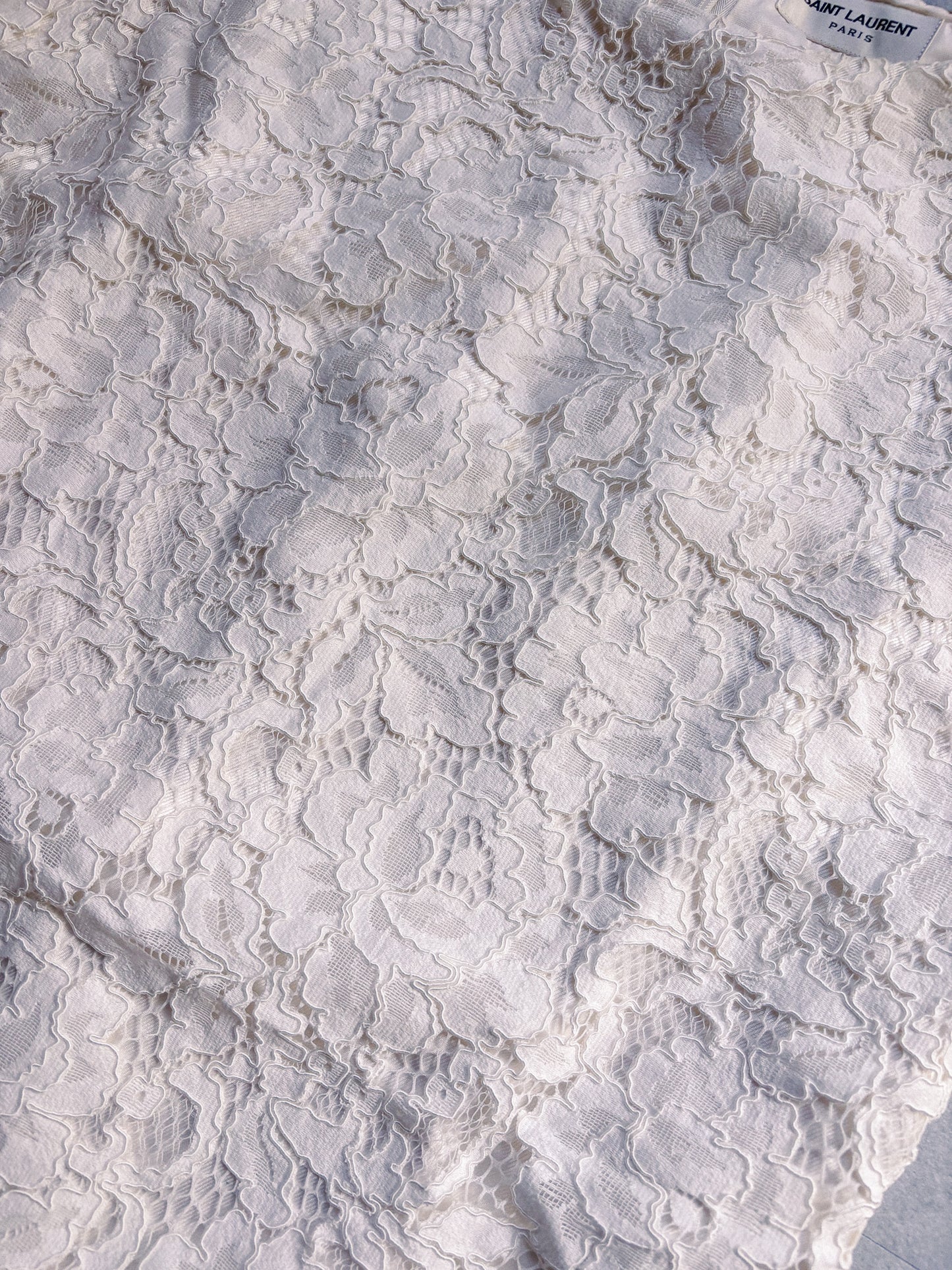 Saint Laurent – White Silk Lace Mini Dress
