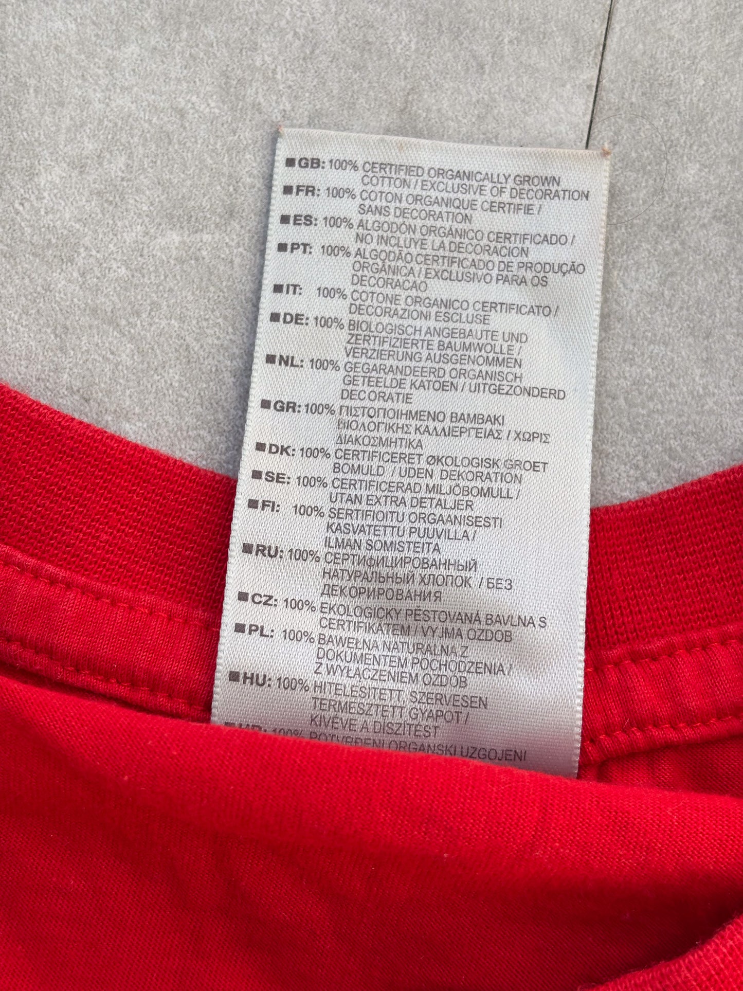 Nike Red Organic Cotton T‑Shirt – White Swoosh Logo – Tagged L (Fits S) Y2K [S (tag L)]