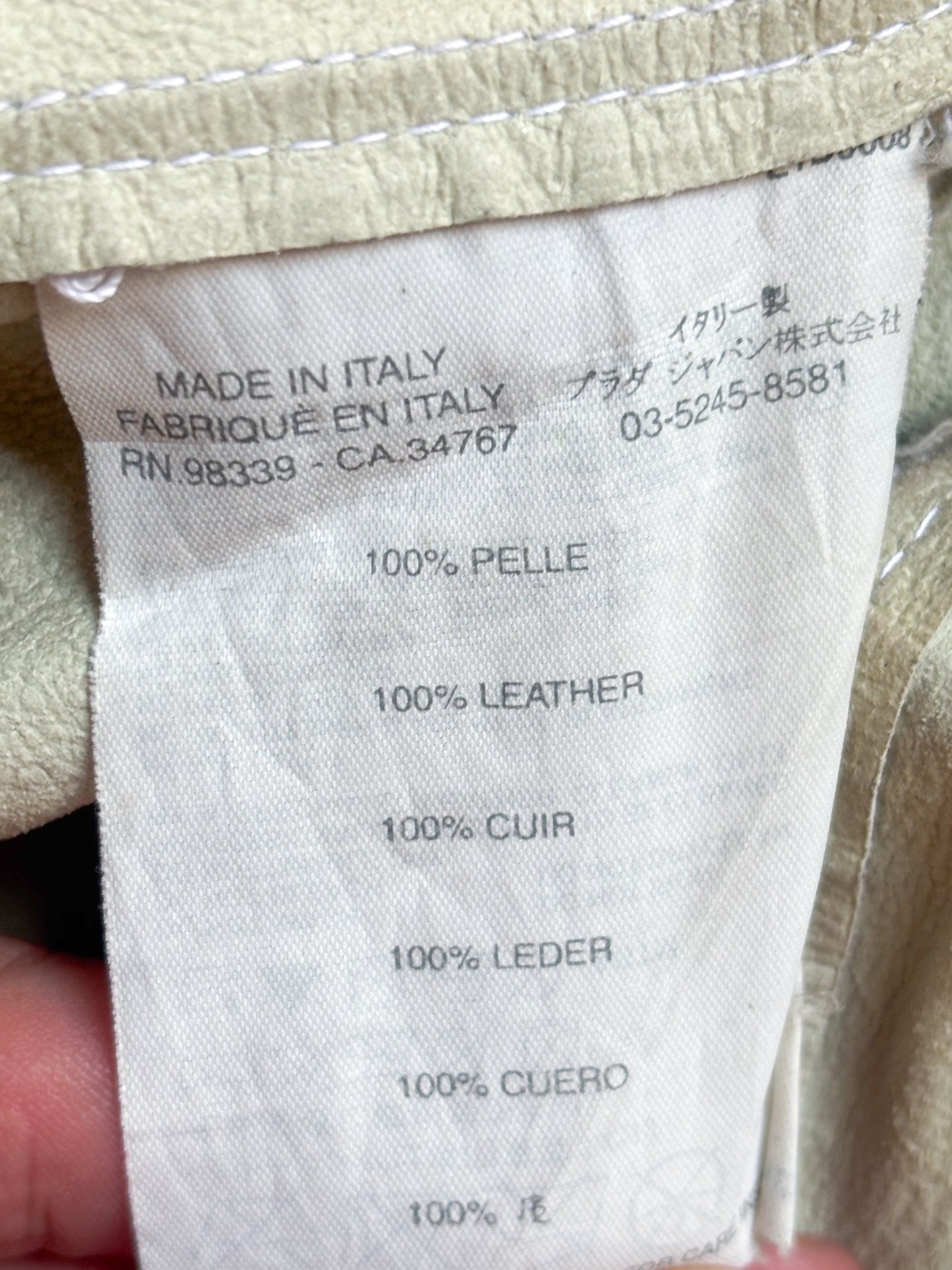 Prada – White Leather Moto Jacket (Red Line)