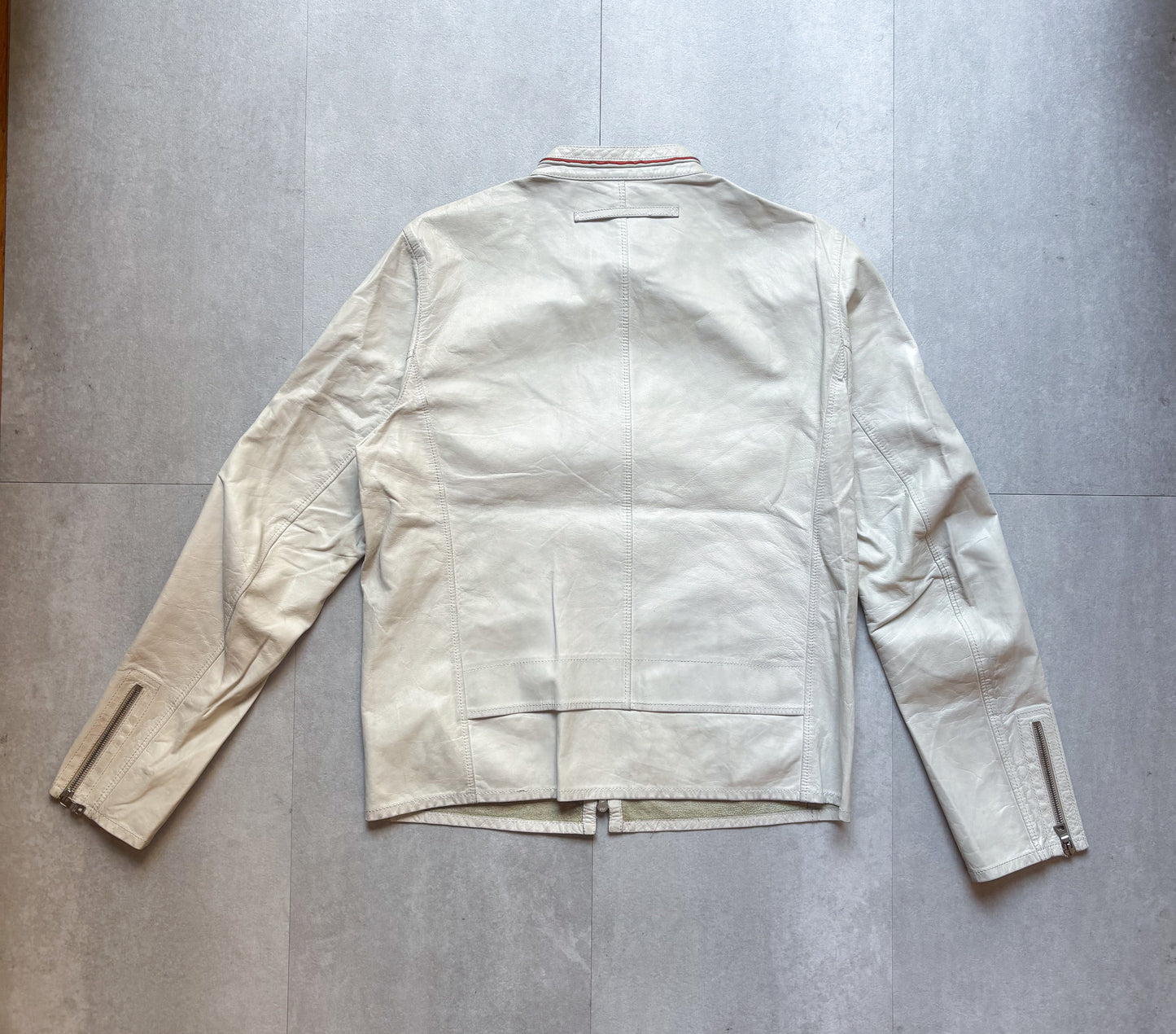 Prada – White Leather Moto Jacket (Red Line)