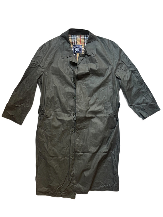 Burberrys vintage olive trench coat single-breasted check lining size 52, 90s [52 (XL)]