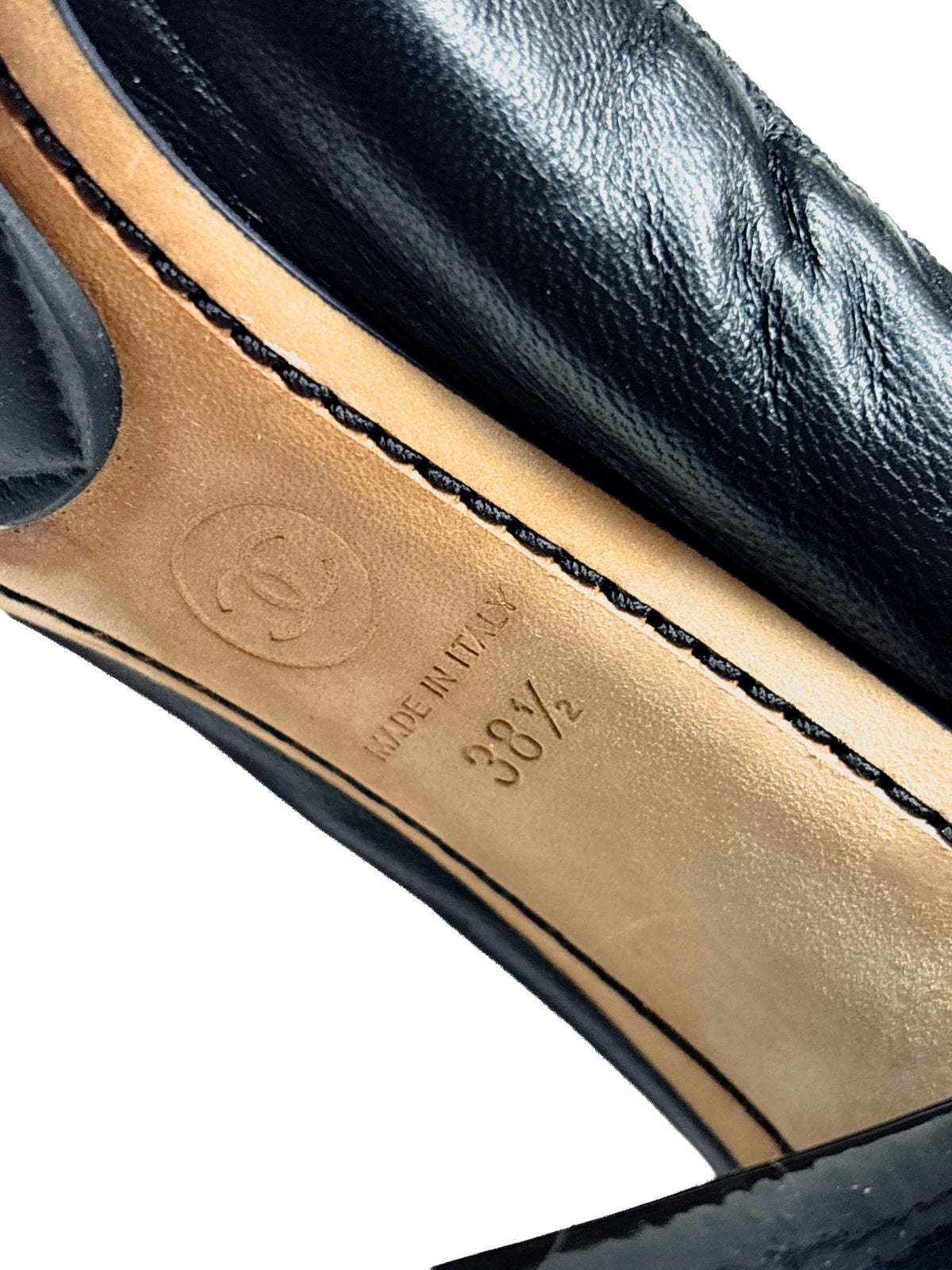Chanel Black Leather Cap-Toe Pumps, view 5