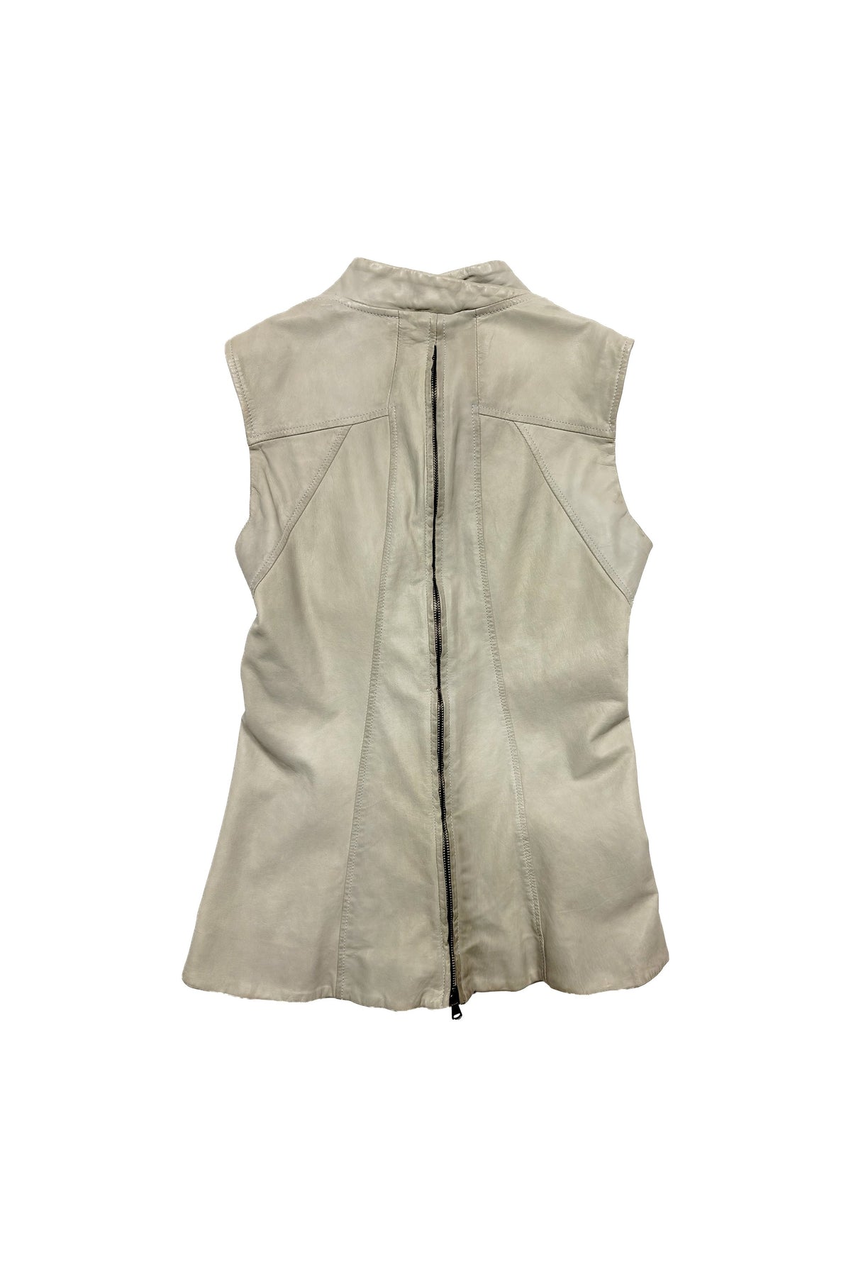 Grey Leather Zip Vest, view 2