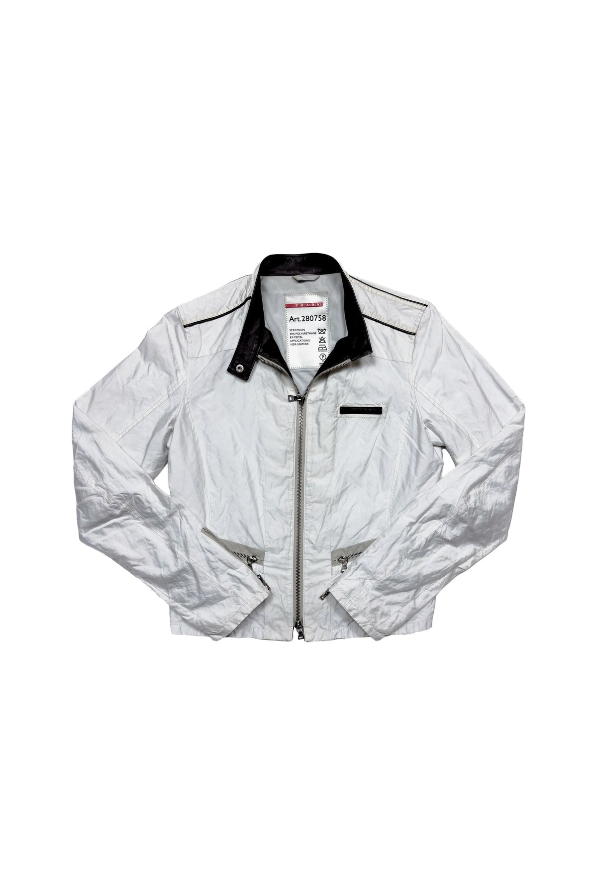 Prada Sport White Jacket with Leather Trim
