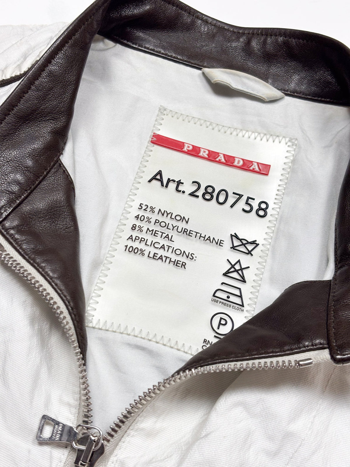Prada Sport White Jacket with Leather Trim, view 2