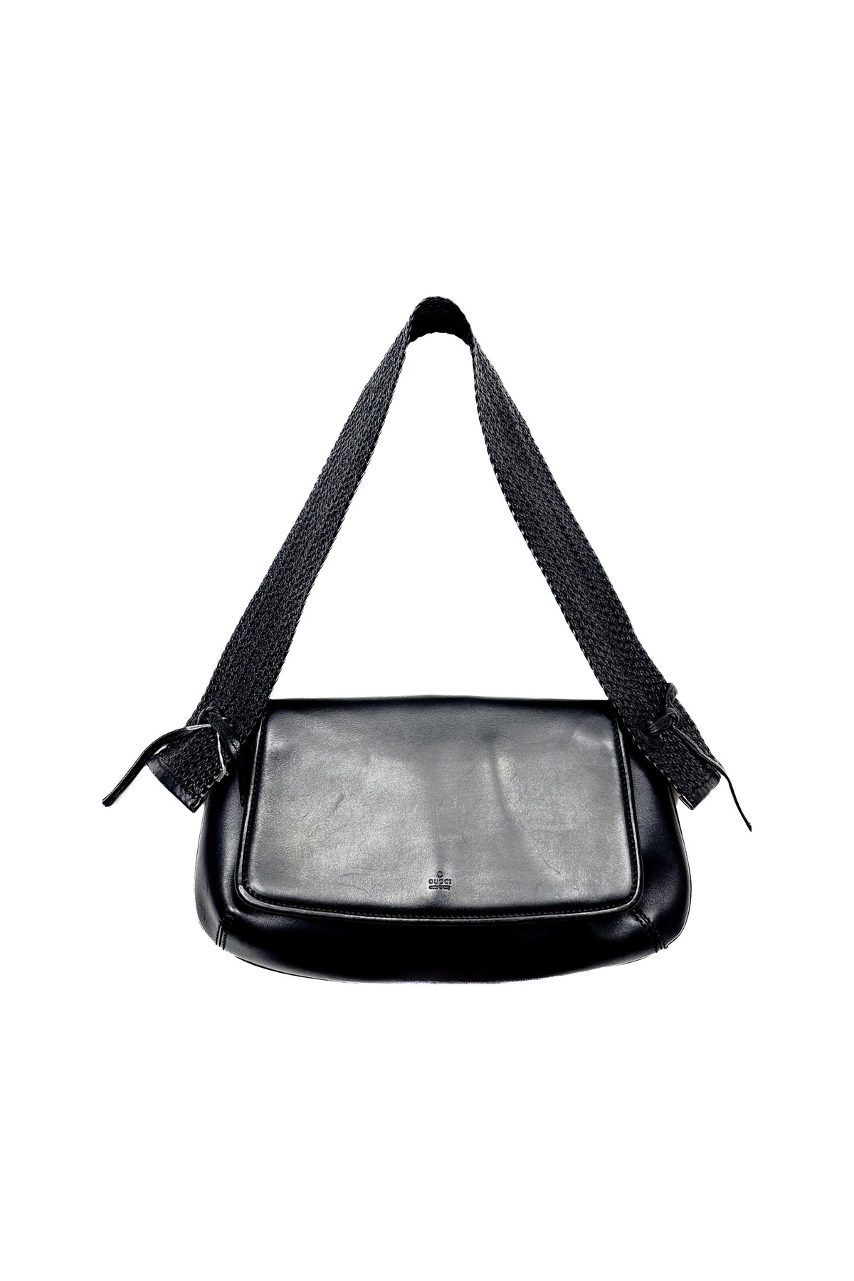 Gucci Black Leather Flap Shoulder Bag