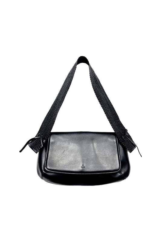 Gucci Black Leather Flap Shoulder Bag