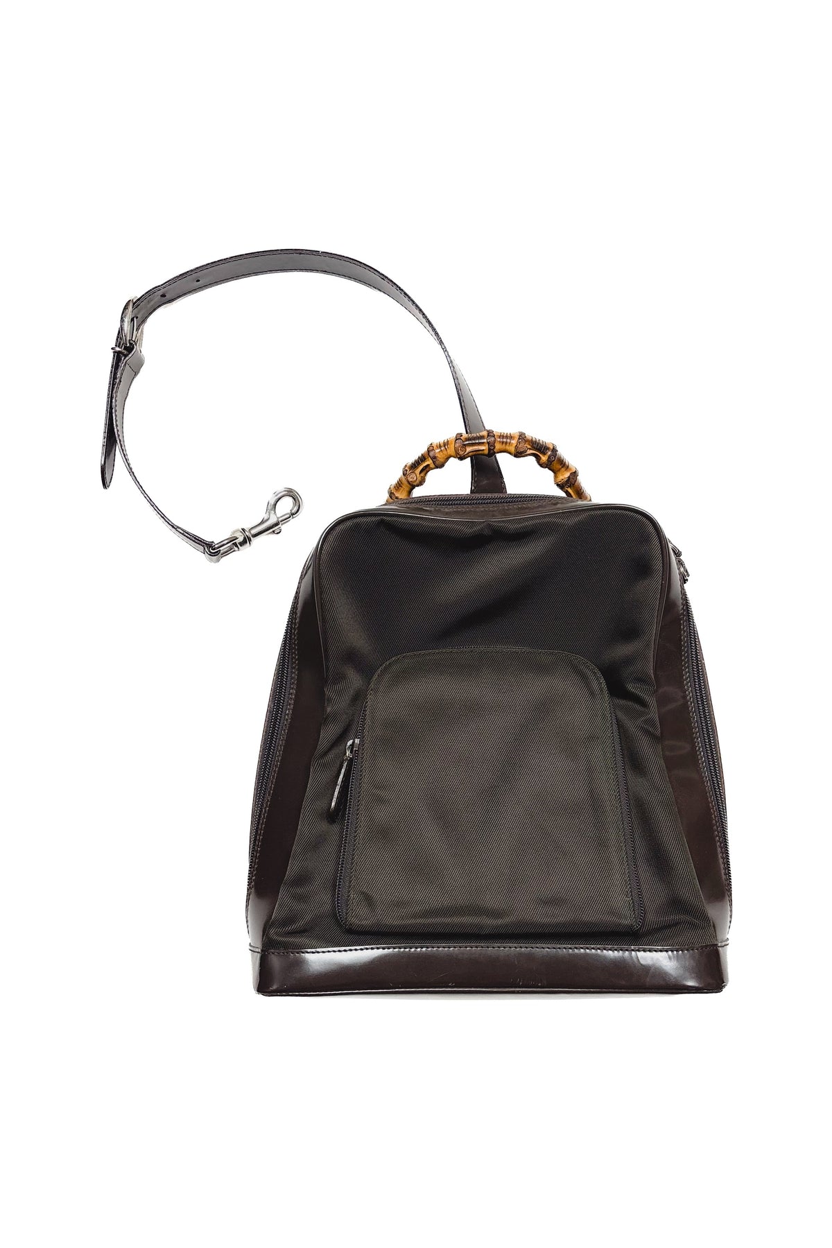 Gucci Bamboo Handle Nylon Backpack