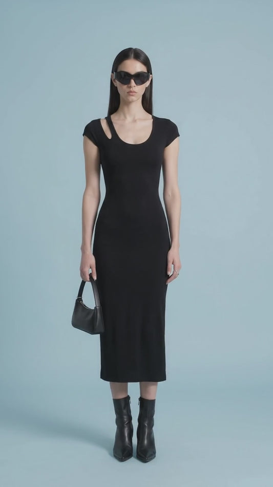 Helmut Lang Black Cut-Out Dress